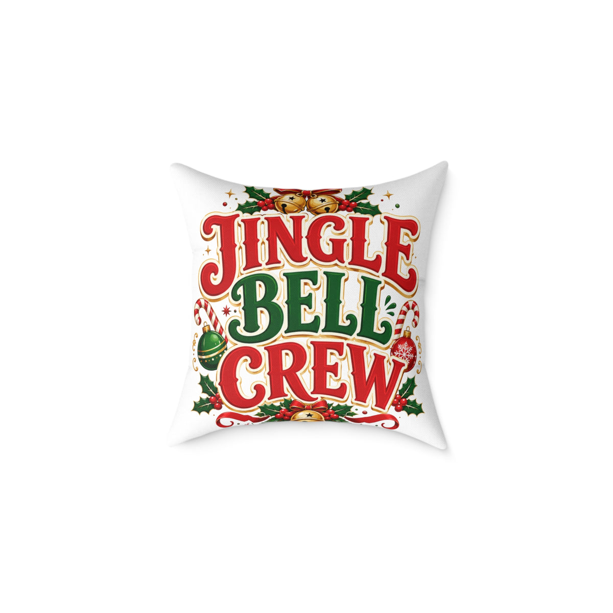 Christmas Jingle Bell Crew Holiday Pillow — Festive Christmas Decorative Throw Pillow