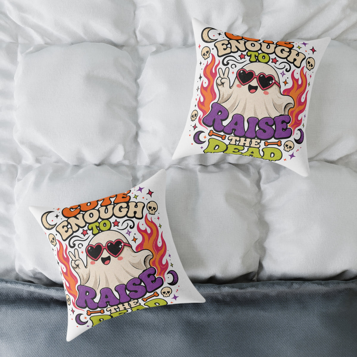 Halloween Pillow — 'Enough to Raise the Dead' Retro Ghost Decorative Throw Pillow