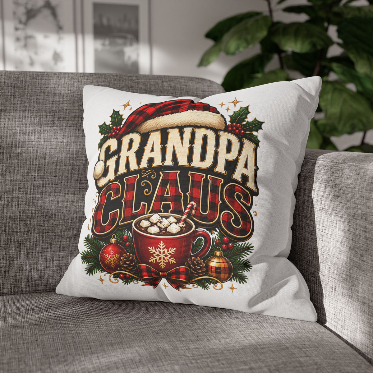 Christmas Grandpa Claus Holiday Pillowcase – Festive Christmas Throw Pillow Cover