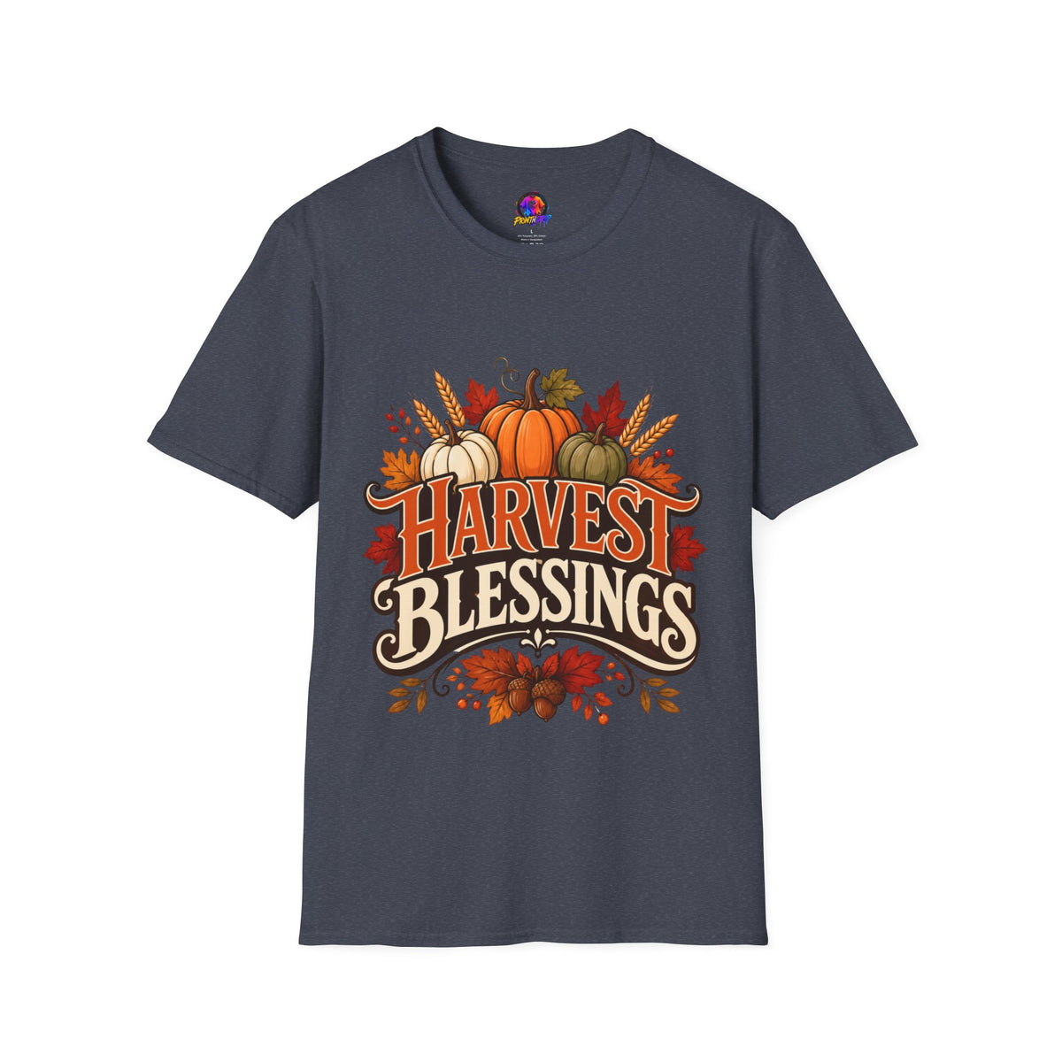 Thanksgiving T-Shirt Harvest Blessings T-Shirt — Fall Pumpkin Harvest Graphic Tee for Thanksgiving
