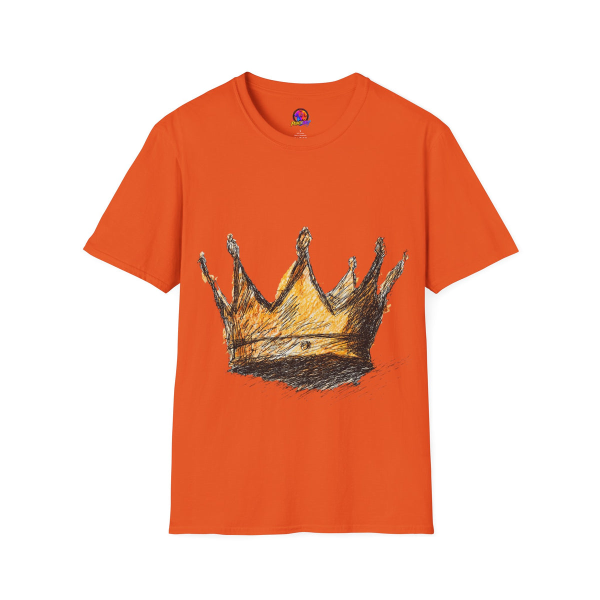 Crowned Sketch T‑Shirt — Hand‑Drawn Gold Crown Graphic Tee