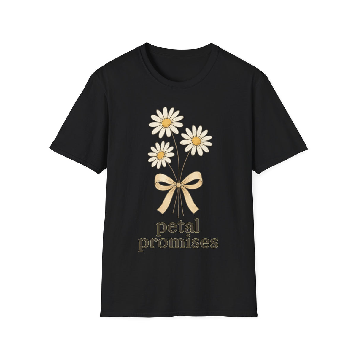 "Petal Promises" Cute Wildflower Ribbon Tee - Cottagecore Coquette Floral White T-Shirt - Trending Now - September 2026