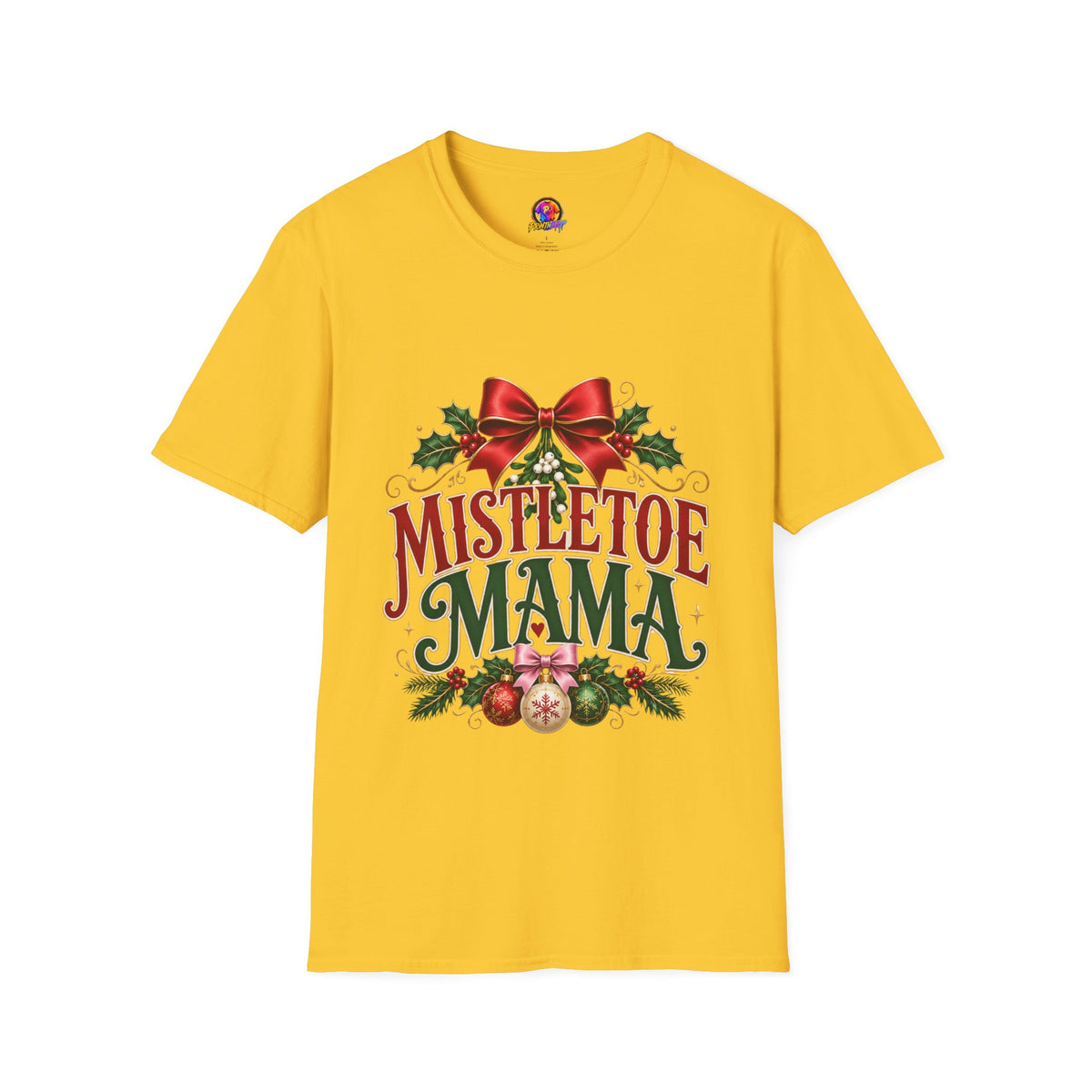 Mistletoe Mama T-Shirt — Festive Christmas Holiday Tee with Bow & Holly