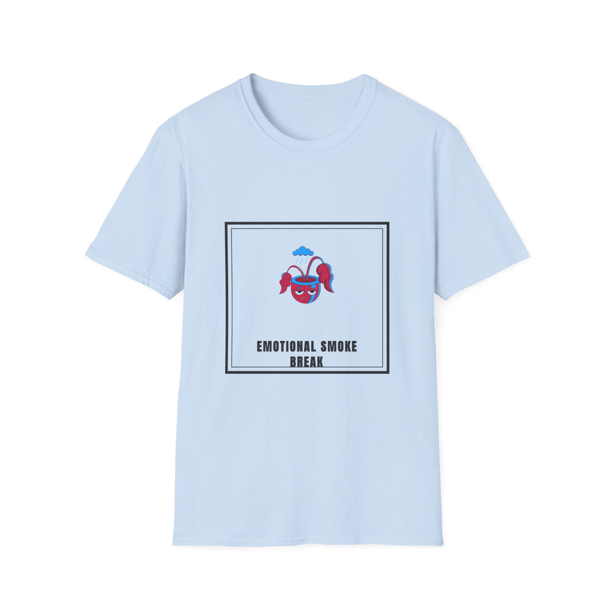Emotional Smoke Break T-Shirt — Cute Cartoon Cloud & Headphones Graphic Tee - Trending Now - September 2026