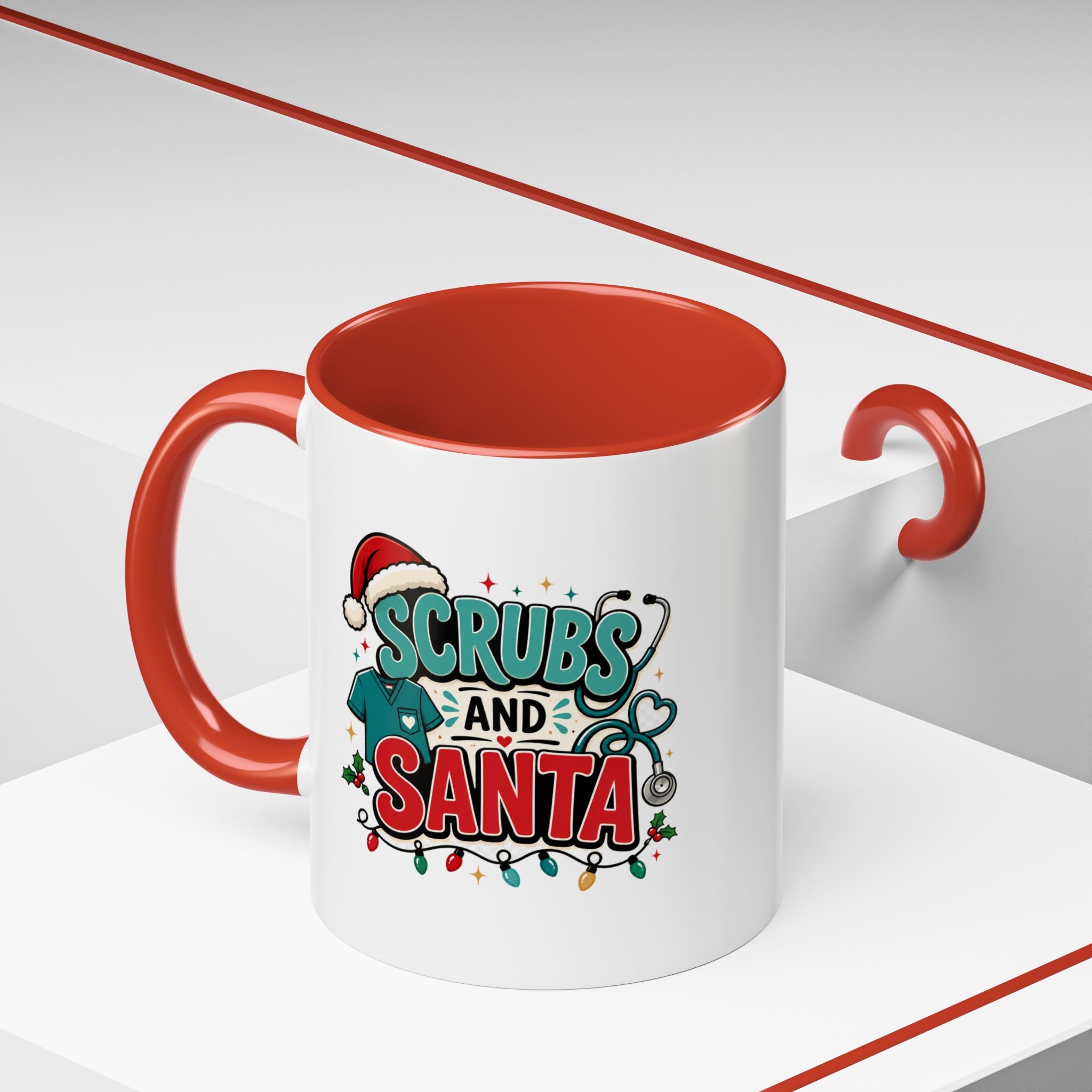 Modern Day Christmas Scrubs and Santa Coffee Mug — Funny Christmas Nurse Gift