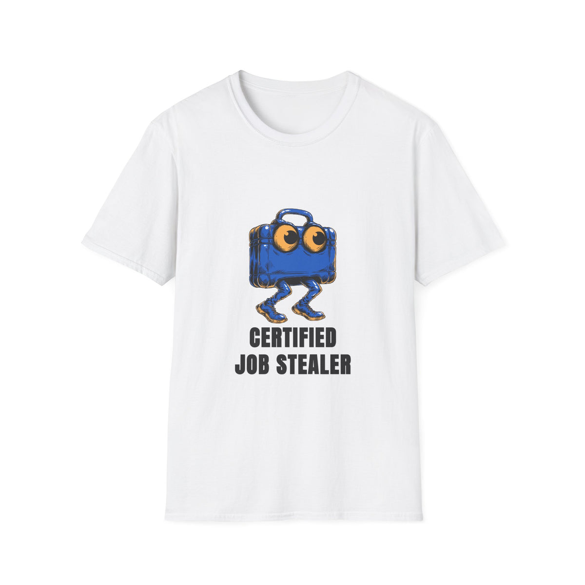 T-Shirt — Certified Job Stealer Funny Blue Suitcase Graphic - Trending Now - August 2026