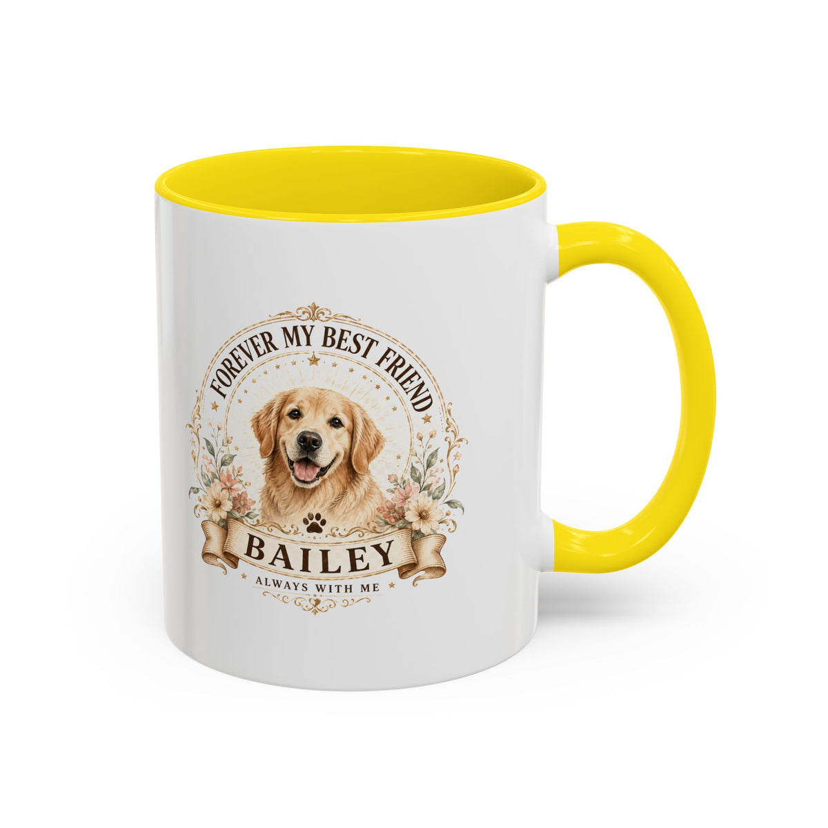 Milo Bailey Dog Dad Mom Golden Retriever Coffee Mug — “Forever My Best Friend” Personalized Dog Mug (Bailey)