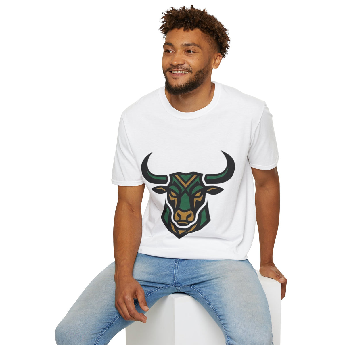 Taurus Bull Head T-Shirt — Geometric Tribal Bull Graphic Tee