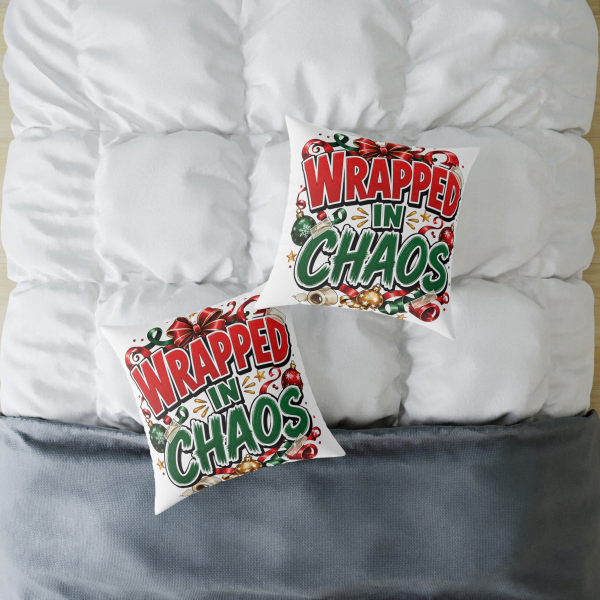 Christmas Wrapped in Chaos Holiday Throw Pillow