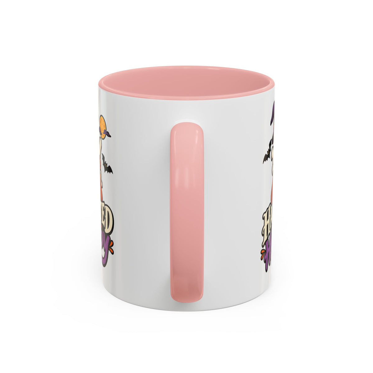 Haunted But Happy Coffee Mug — Halloween Ghost Pumpkin Accent Mug (11/15oz)
