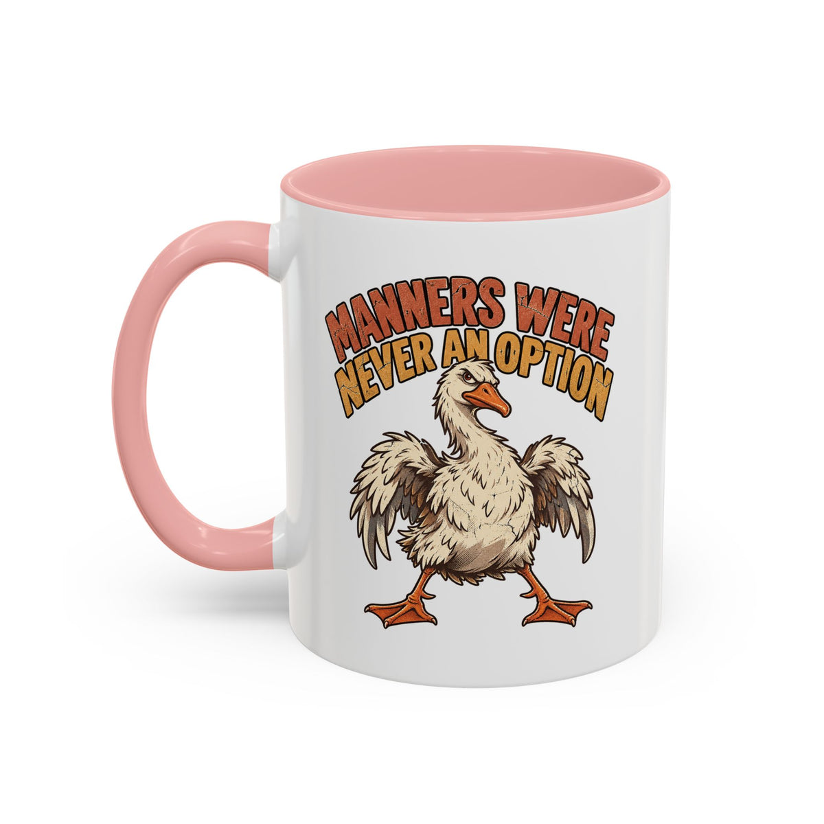 Coffee Mug — "Manners Were Never An Option" Funny Rude Chicken Accent Mug