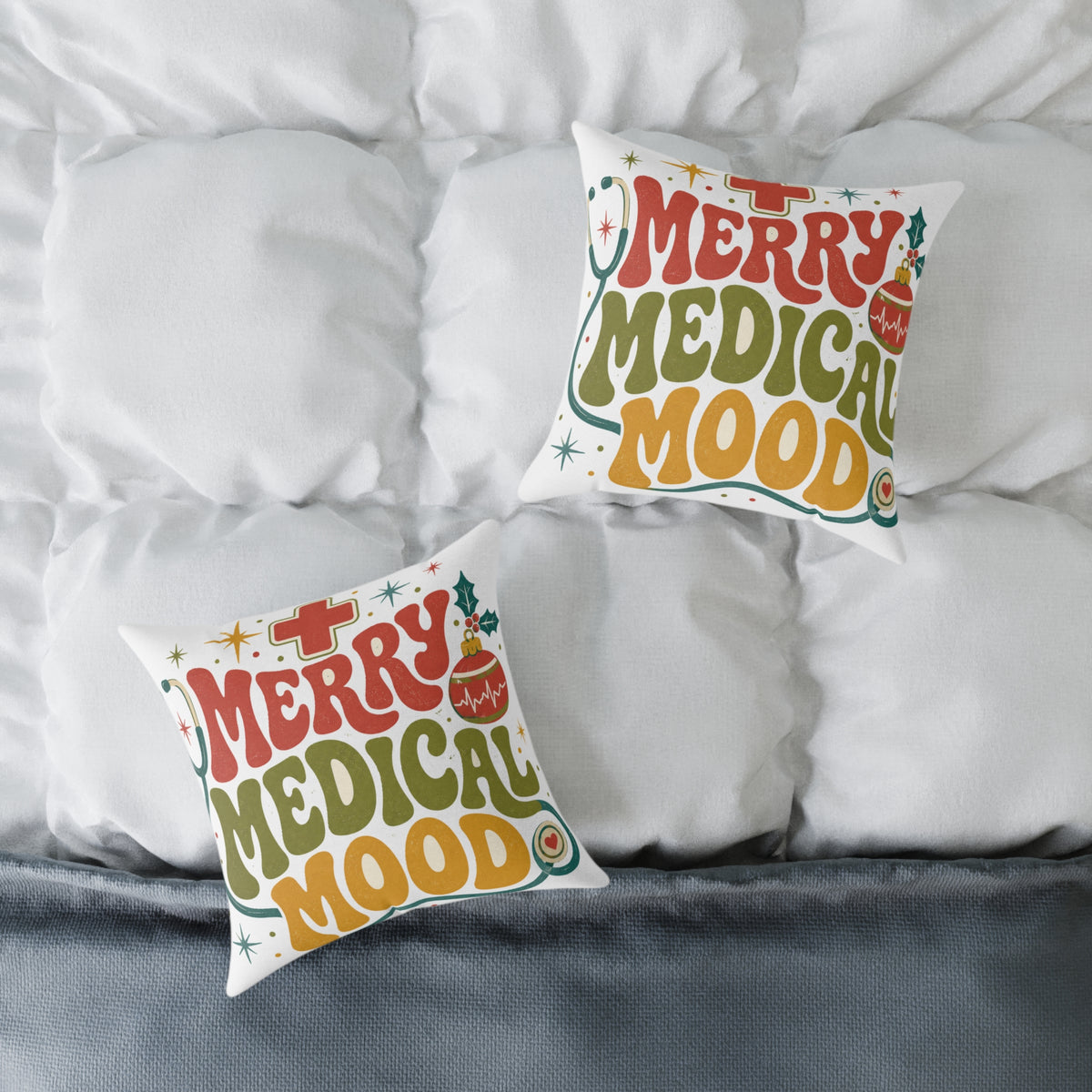 Merry Medical Mood Holiday Modern Day Christmas Throw Pillow