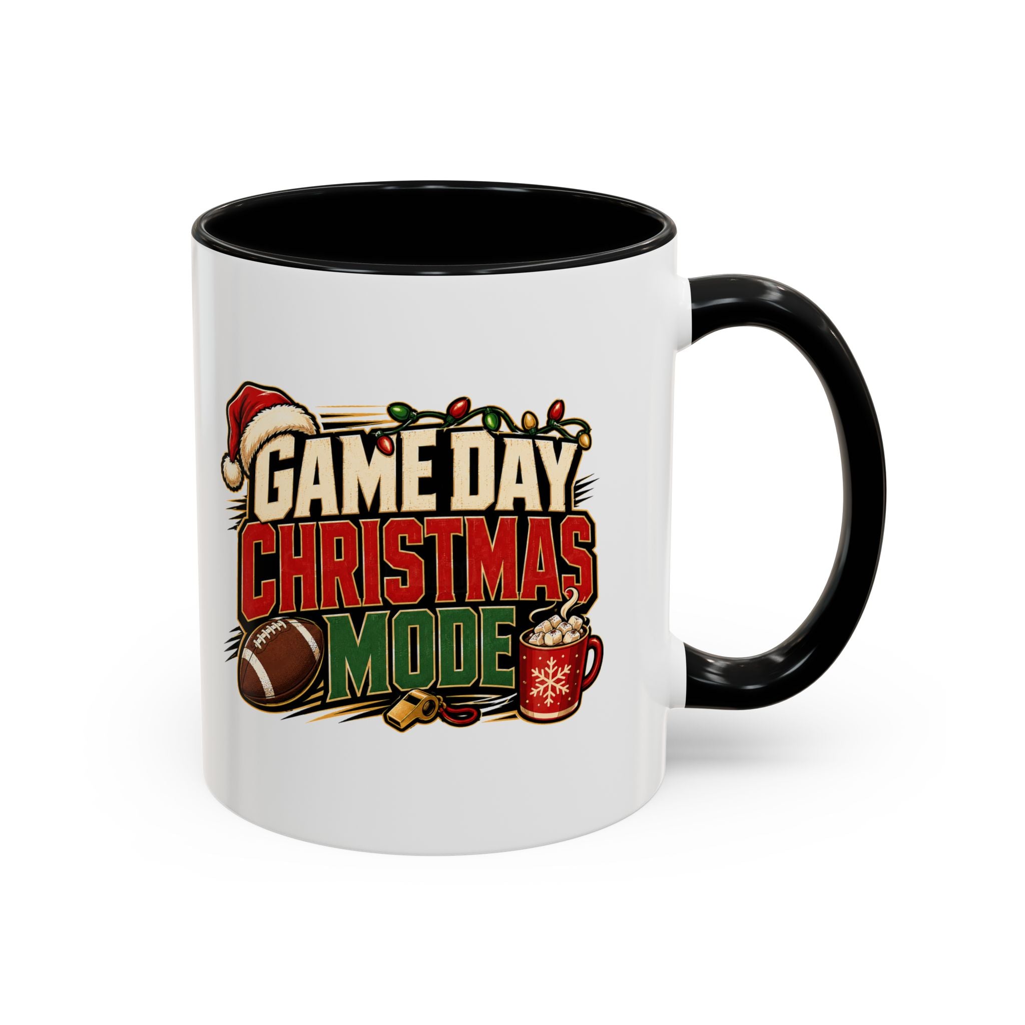 Modern Day Christmas Game Day Christmas Mode Coffee Mug - Holiday Football Mug (11/15oz)