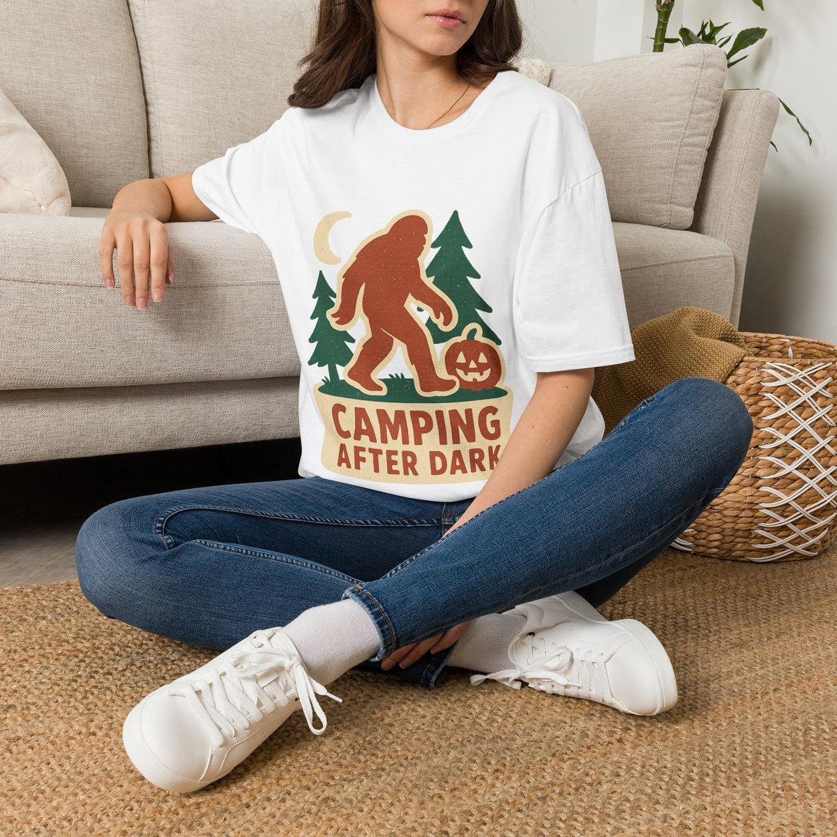 Camping After Dark T‑Shirt — Retro Bigfoot Camp Graphic Tee - Trending Now - August 2026
