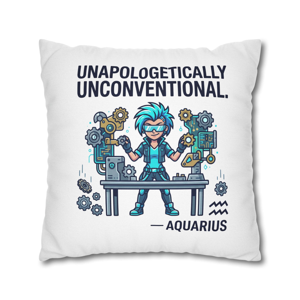 Aquarius Zodiac Spun Polyester Square Pillowcase