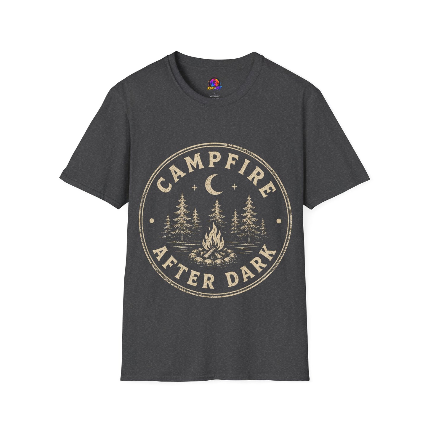 Campfire After Dark T-Shirt — Vintage Moon & Pines Camping Tee