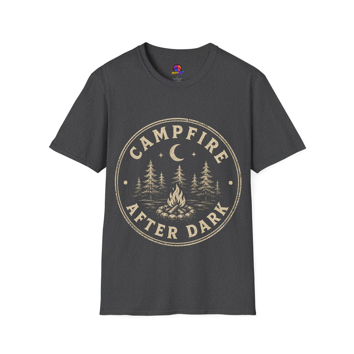 Campfire After Dark T-Shirt — Vintage Moon & Pines Camping Tee