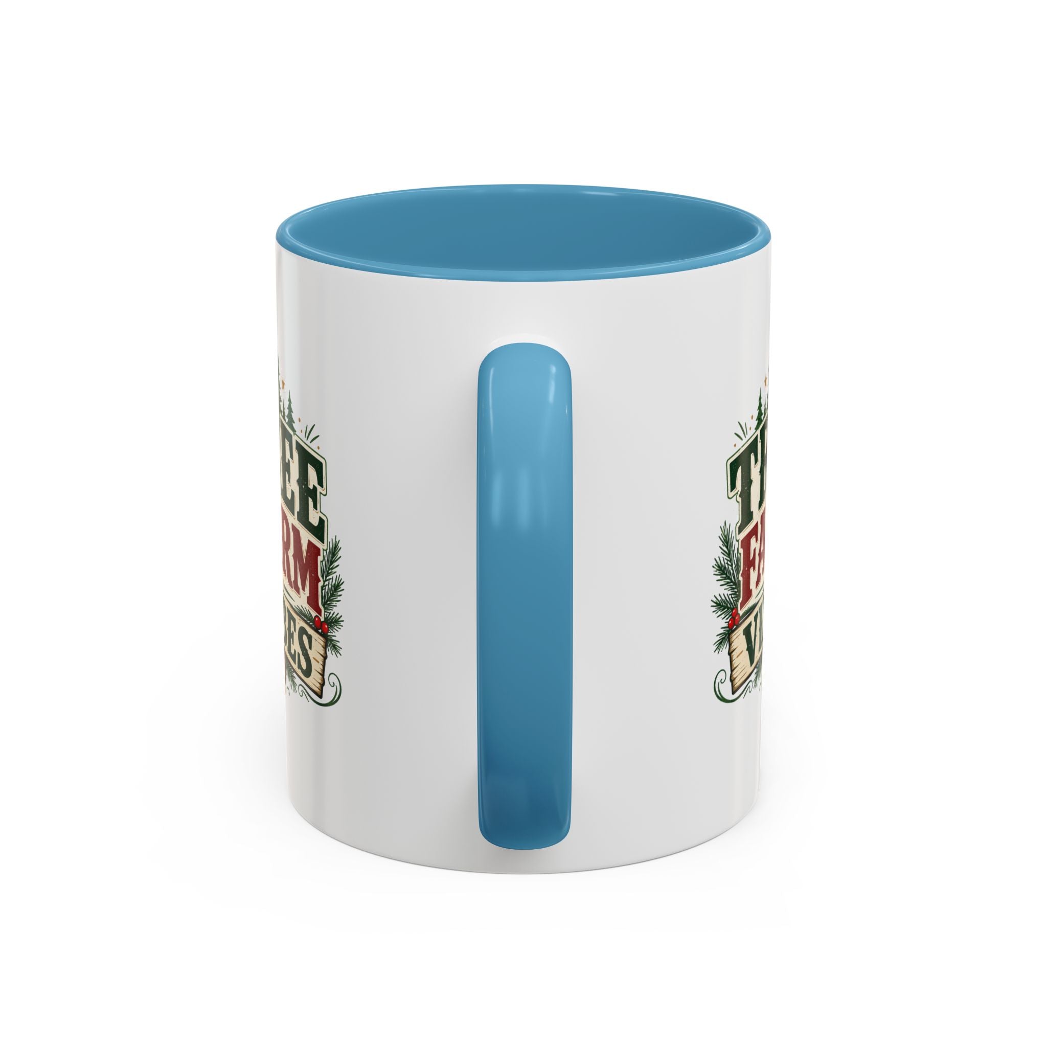 Tree Farm Vibes Accent Coffee Mug — Rustic Christmas Holiday Coffee Cup