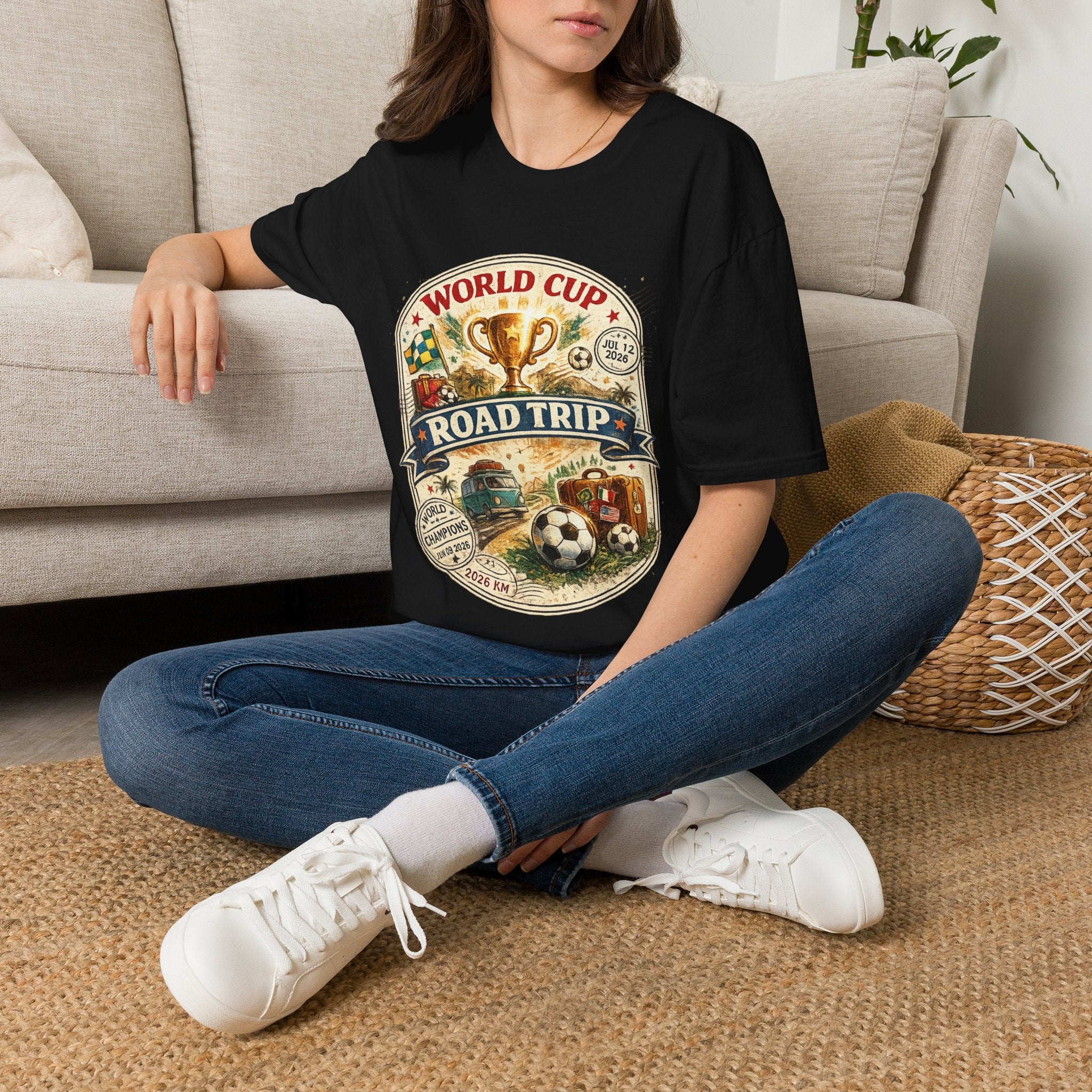 World Cup Road Trip T-Shirt — Vintage Soccer Trophy Design