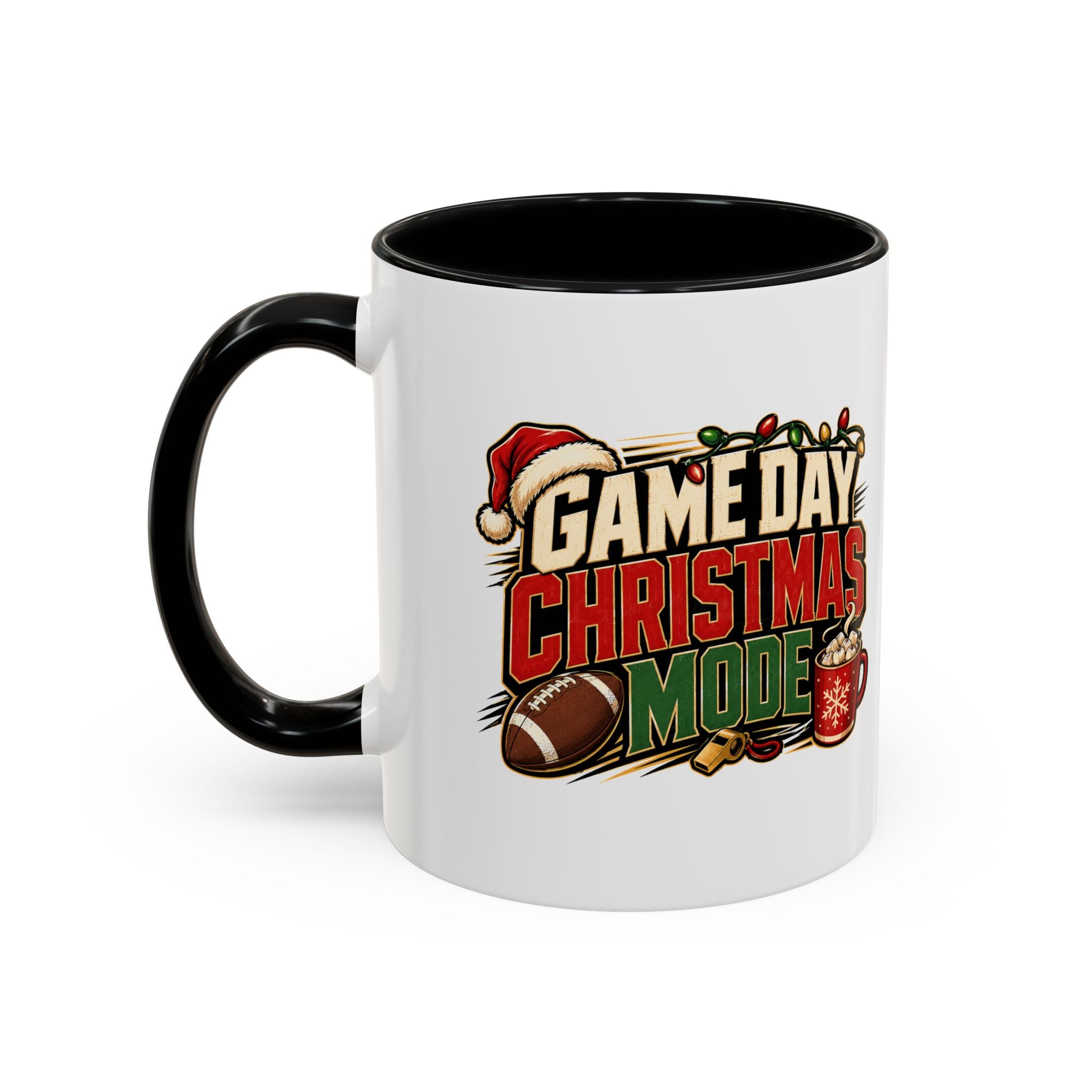 Modern Day Christmas Game Day Christmas Mode Coffee Mug - Holiday Football Mug (11/15oz)