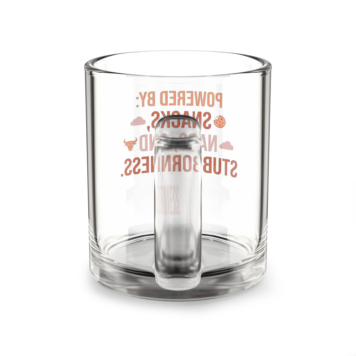 Taurus Zodiac Glass Mug  — "Powered by Snacks, Naps and Stubbornness" Funny Coffee Cup