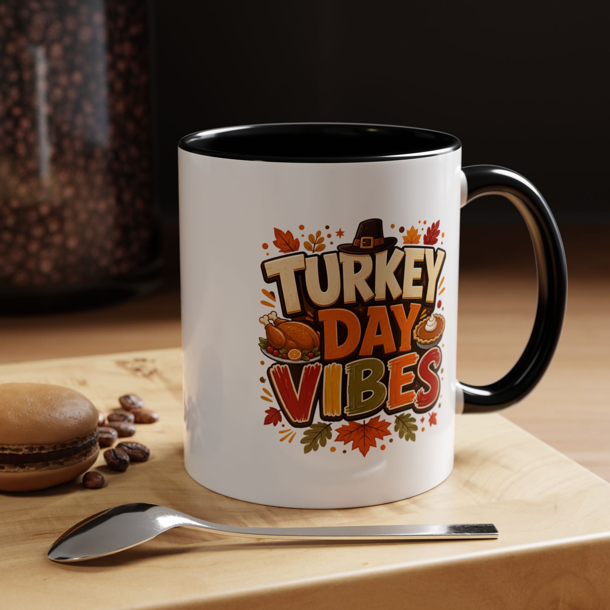 Thanksgiving Mug Turkey Day Vibes Accent Mug — Thanksgiving Coffee Cup