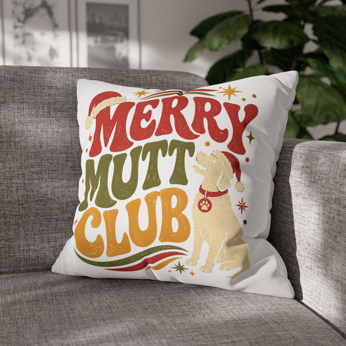 Merry Mutt Club Christmas Pillowcase Modern Day Christmas
