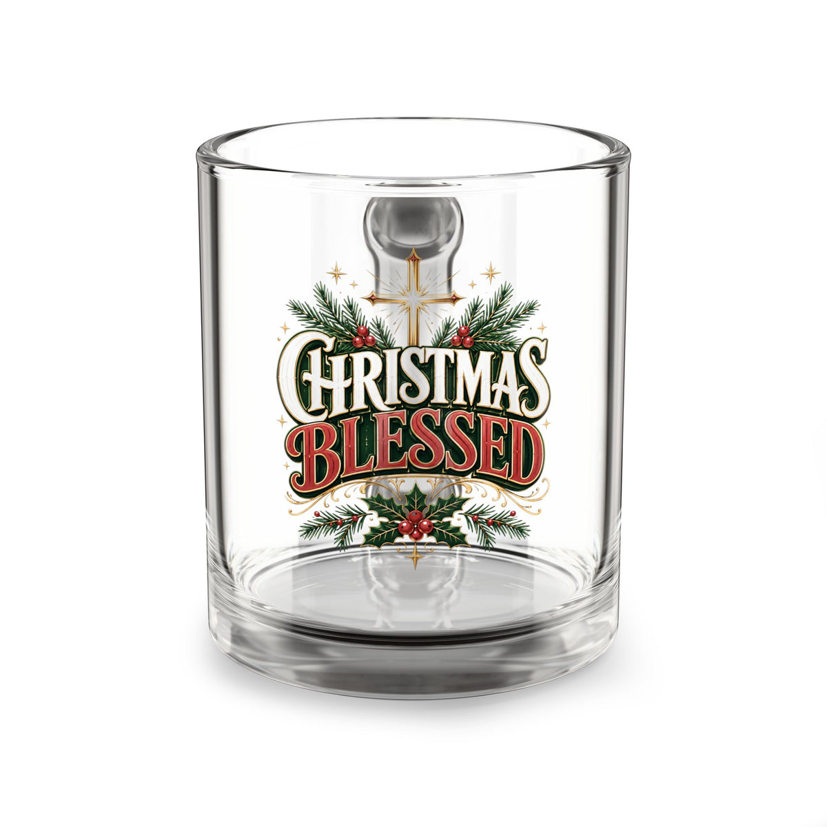 Christmas Glass Mug 10 oz Christmas Blessed Glass Mug — 10oz Holiday Coffee & Tea Cup