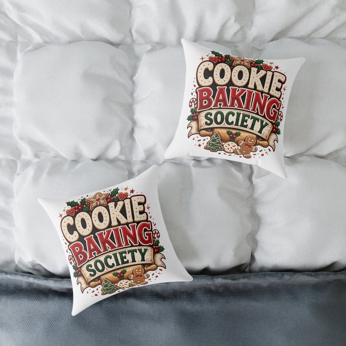 Christmas Cookie Baking Society Pillow — Holiday Baking Decorative Throw Pillow
