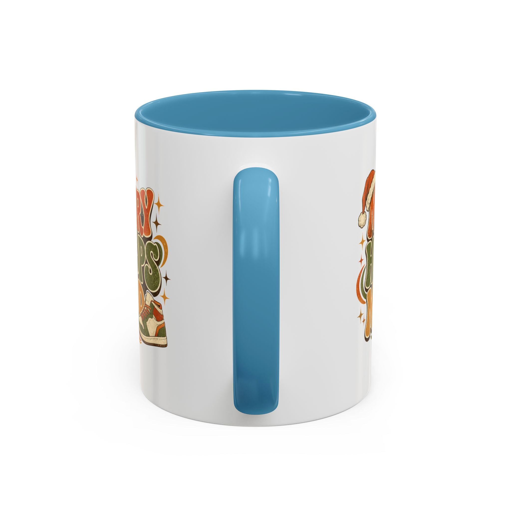 Modern Day Christmas Merry Hoops Mood Accent Coffee Mug — Retro Basketball Christmas Design