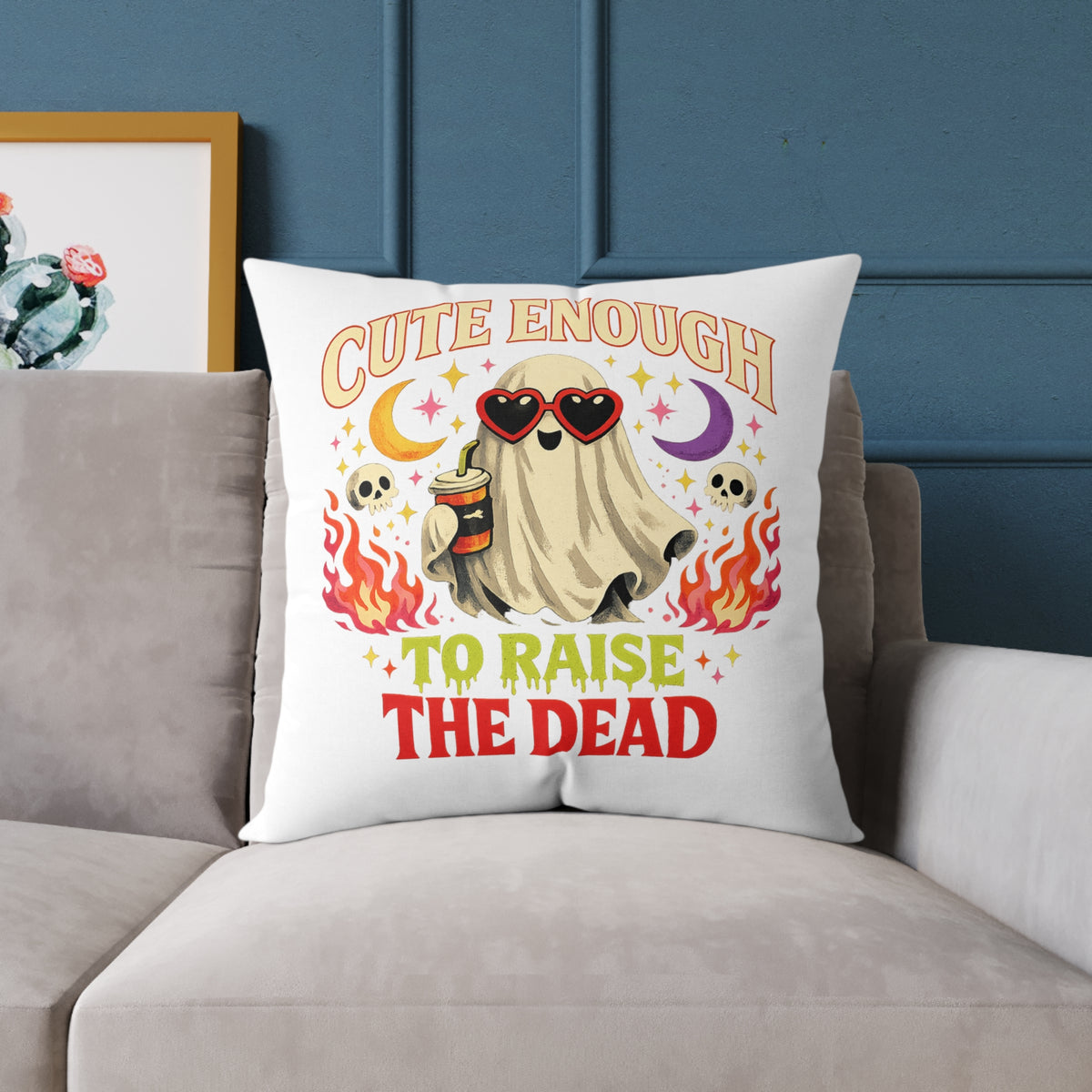 Halloween Ghost Pillow — "Cute Enough to Raise the Dead" Decorative Throw Pillow