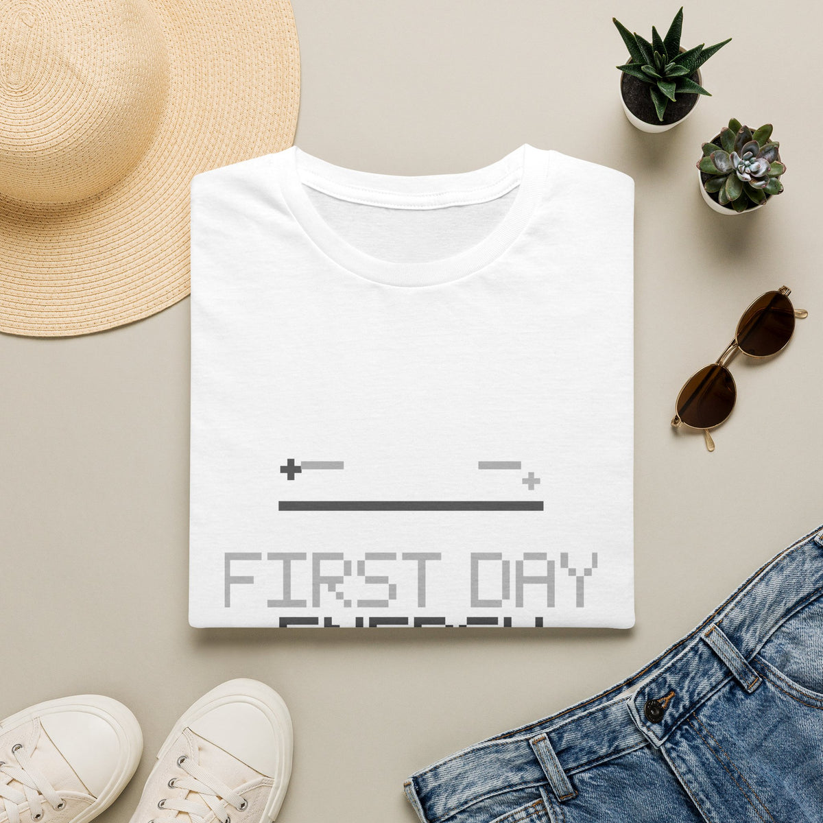 First Day Energy Funny Back to School Student White Graphic Tee - Trending Now - September 2026