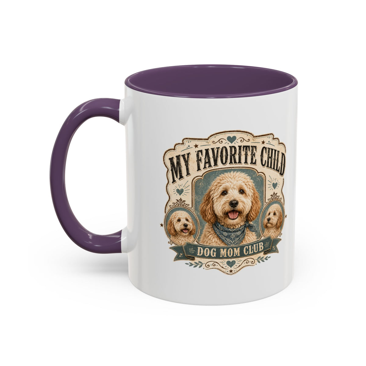 Milo Bailey Dog Dad Mom My Favorite Child Dog Mom Club Accent Coffee Mug – Cute Doodle Dog Mother's Day Gift