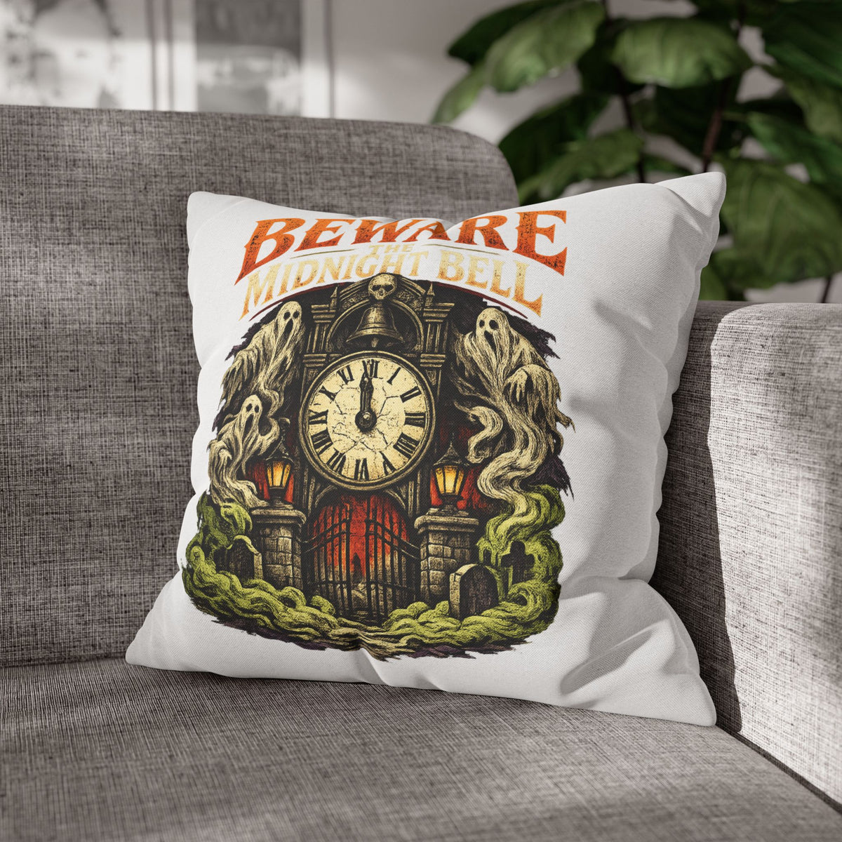 Halloween Beware Midnight Bell Decorative Pillowcase