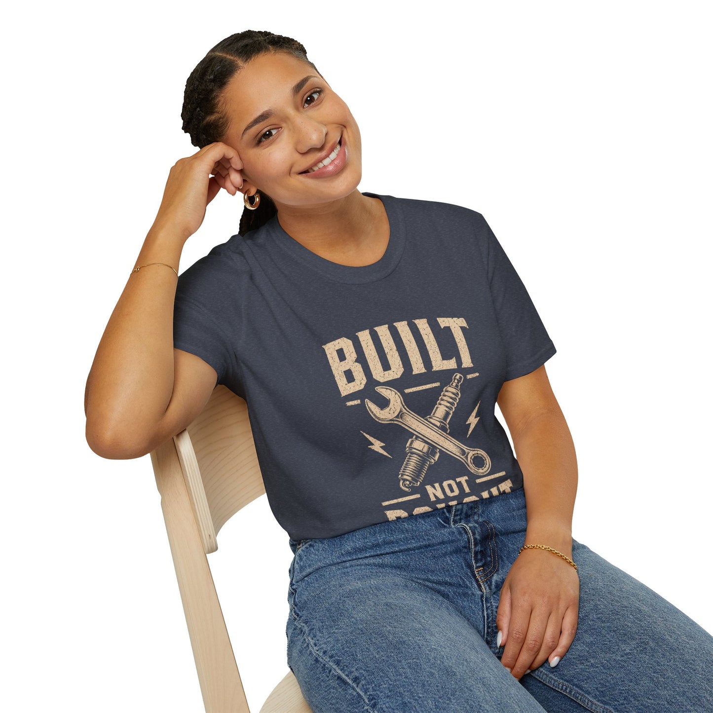 Built Not Bought T-Shirt — Vintage Mechanic DIY Garage Tee