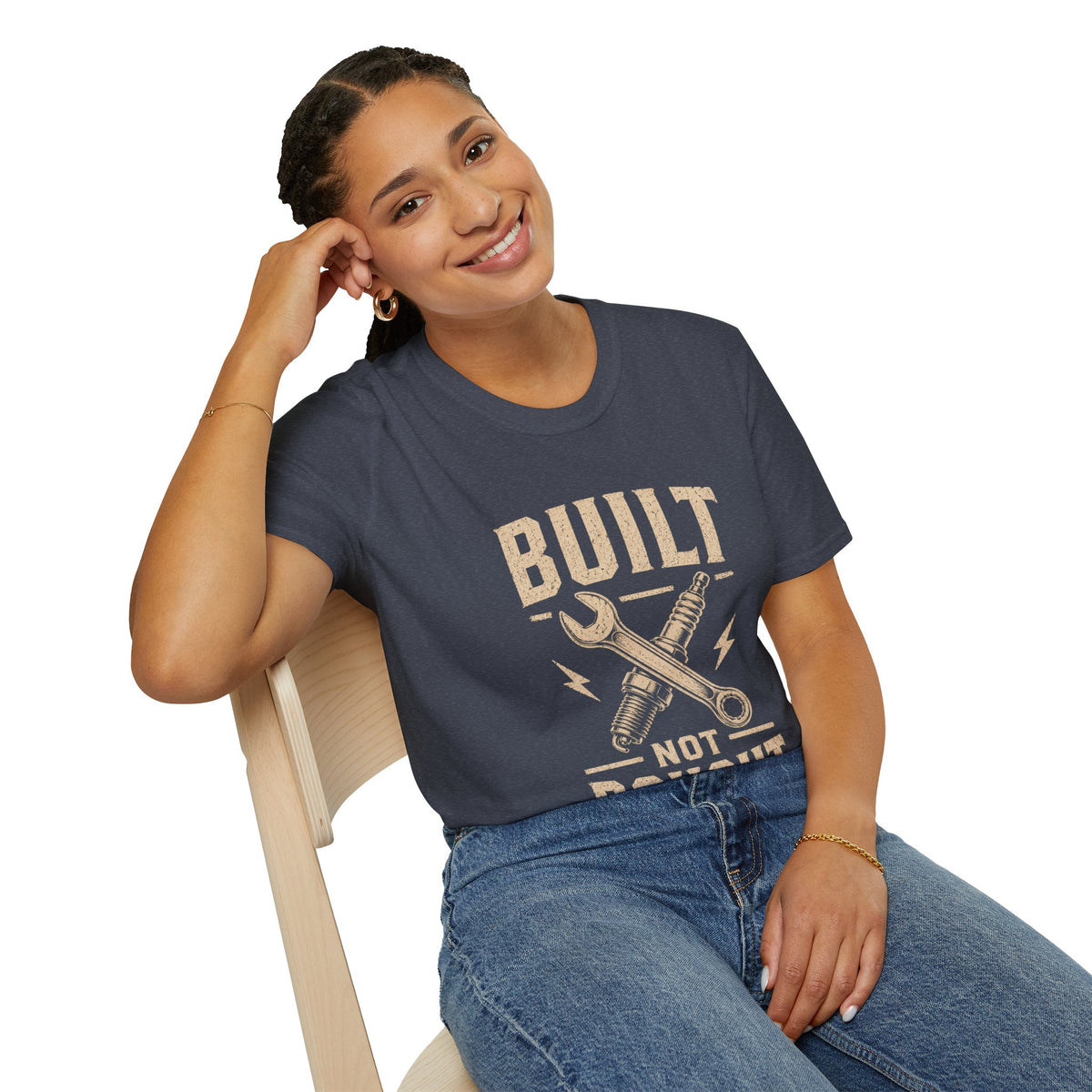 Built Not Bought T-Shirt — Vintage Mechanic DIY Garage Tee