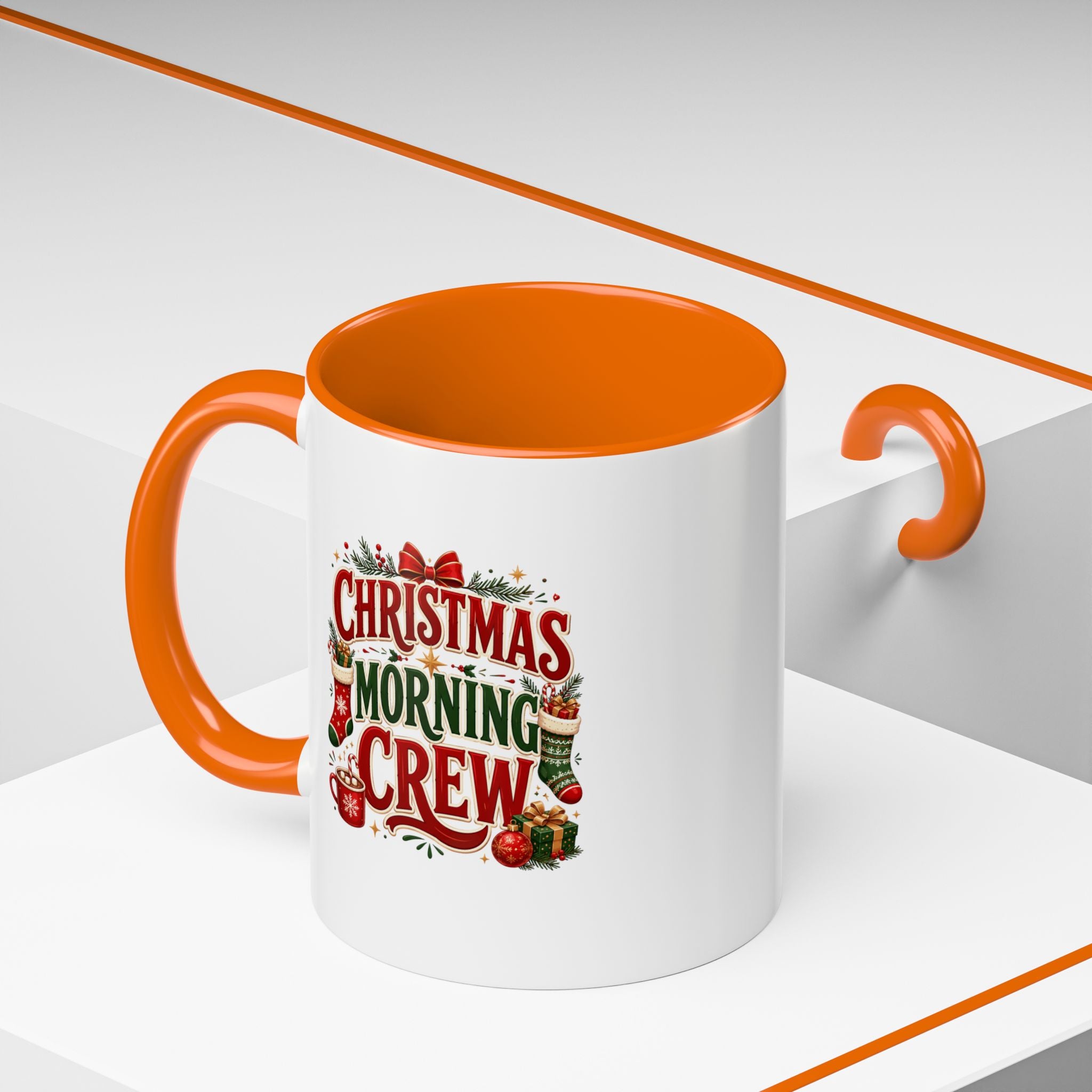 Christmas Morning Crew Accent Coffee Mug – Holiday Coffee Cup