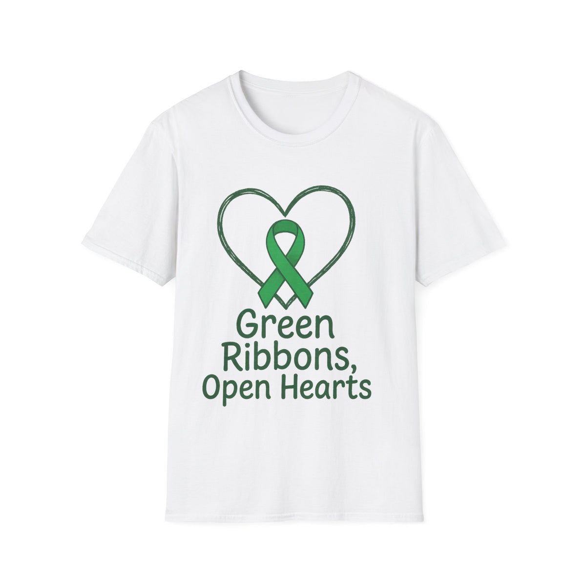 Green Ribbons Open Hearts Graphic Tee, Cute Mental Health Awareness T-Shirt - Trending Now - September 2026