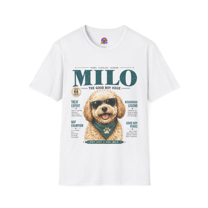Milo 'The Good Boy Issue' T-Shirt — Cute Dog Magazine Cover Tee