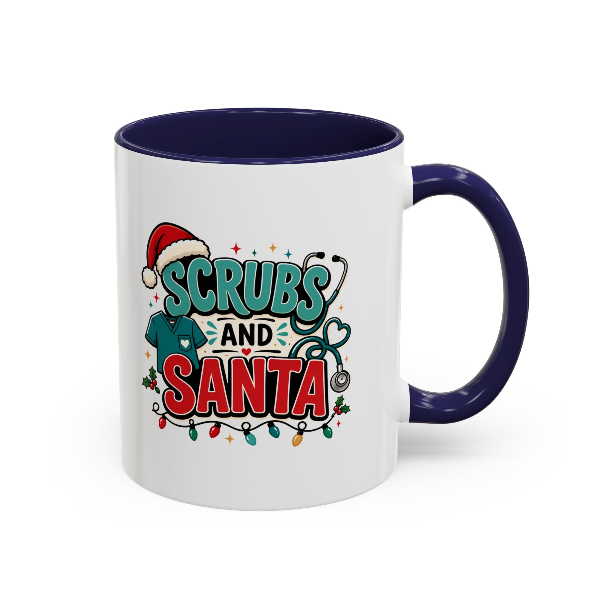 Modern Day Christmas Scrubs and Santa Coffee Mug — Funny Christmas Nurse Gift