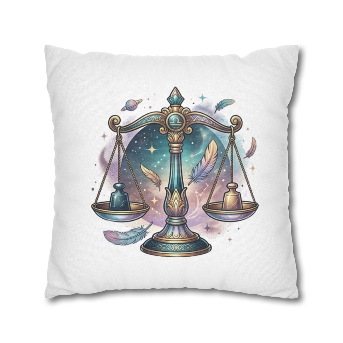 Libra Zodiac Pillowcase — Celestial Scales Decorative Throw Pillow