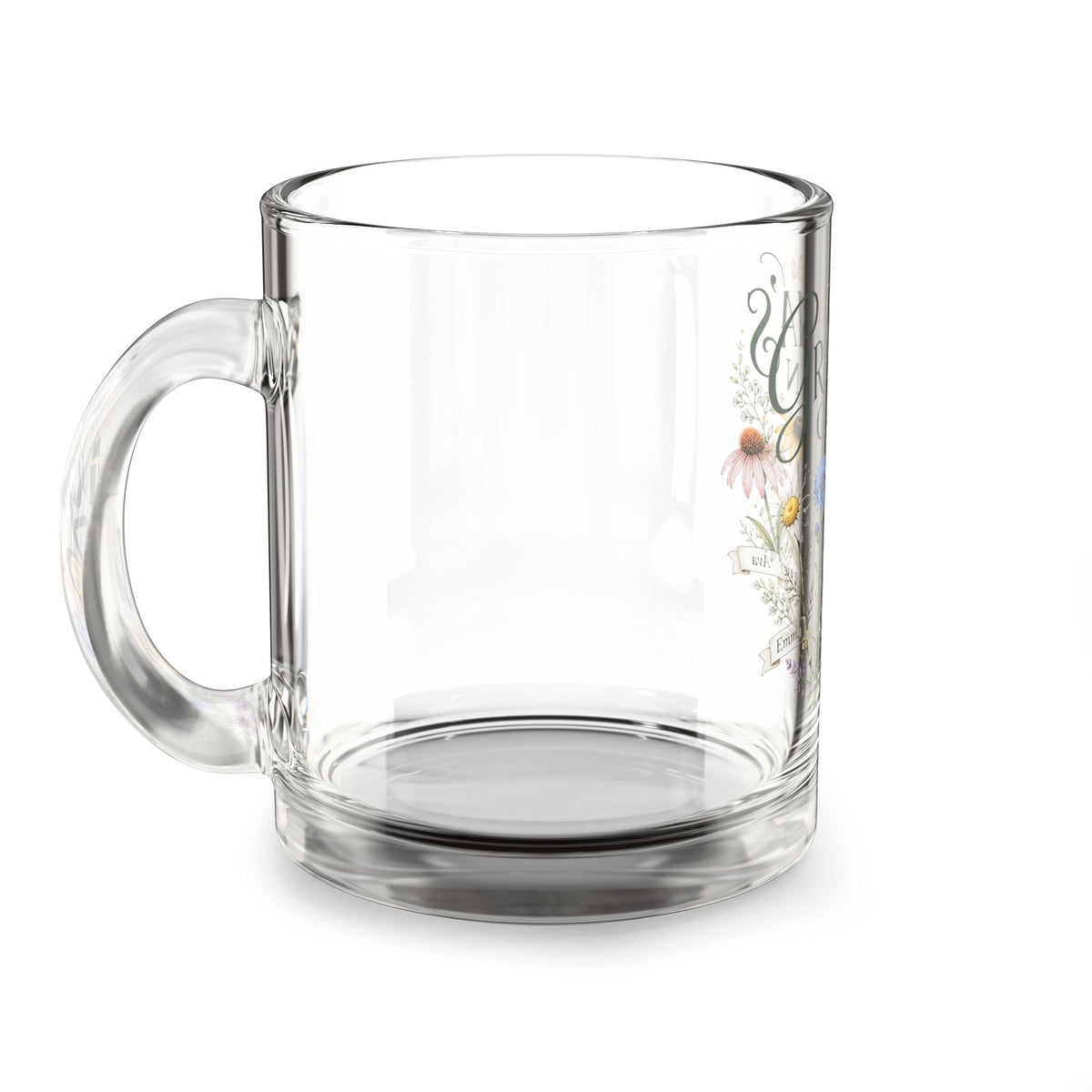 Grandma’s Garden 10oz Glass Mug — Floral Keepsake Tea & Coffee Cup Milo Bailey Dog Dad Mom  Glass Mug 10 oz