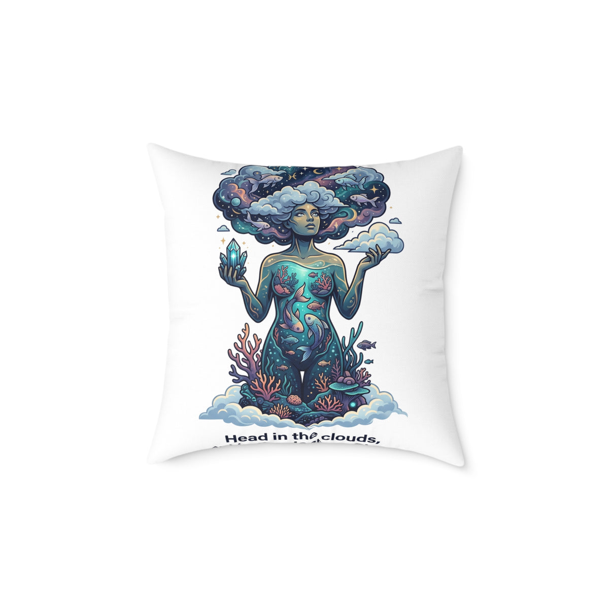Pisces Zodiac Head In The Clouds Square Poly Canvas Pillow