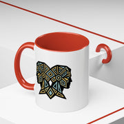 Geometric Elephant Accent Coffee Mug — Tribal Mosaic Design