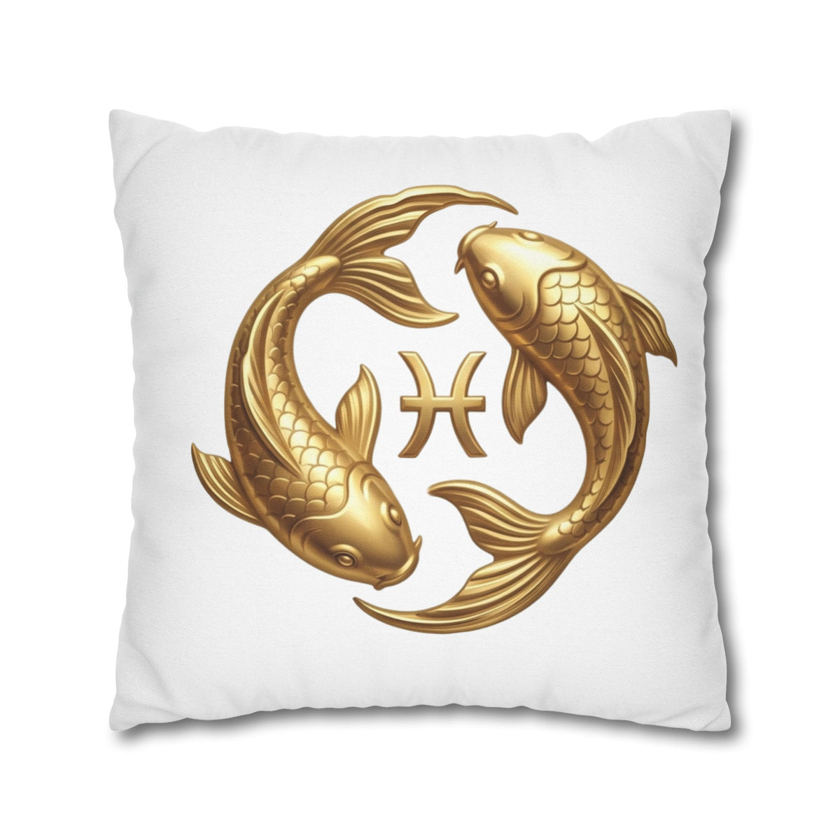 Pisces Zodiac Pillowcase — Gold Koi Fish Astrological Decorative Pillow Cover