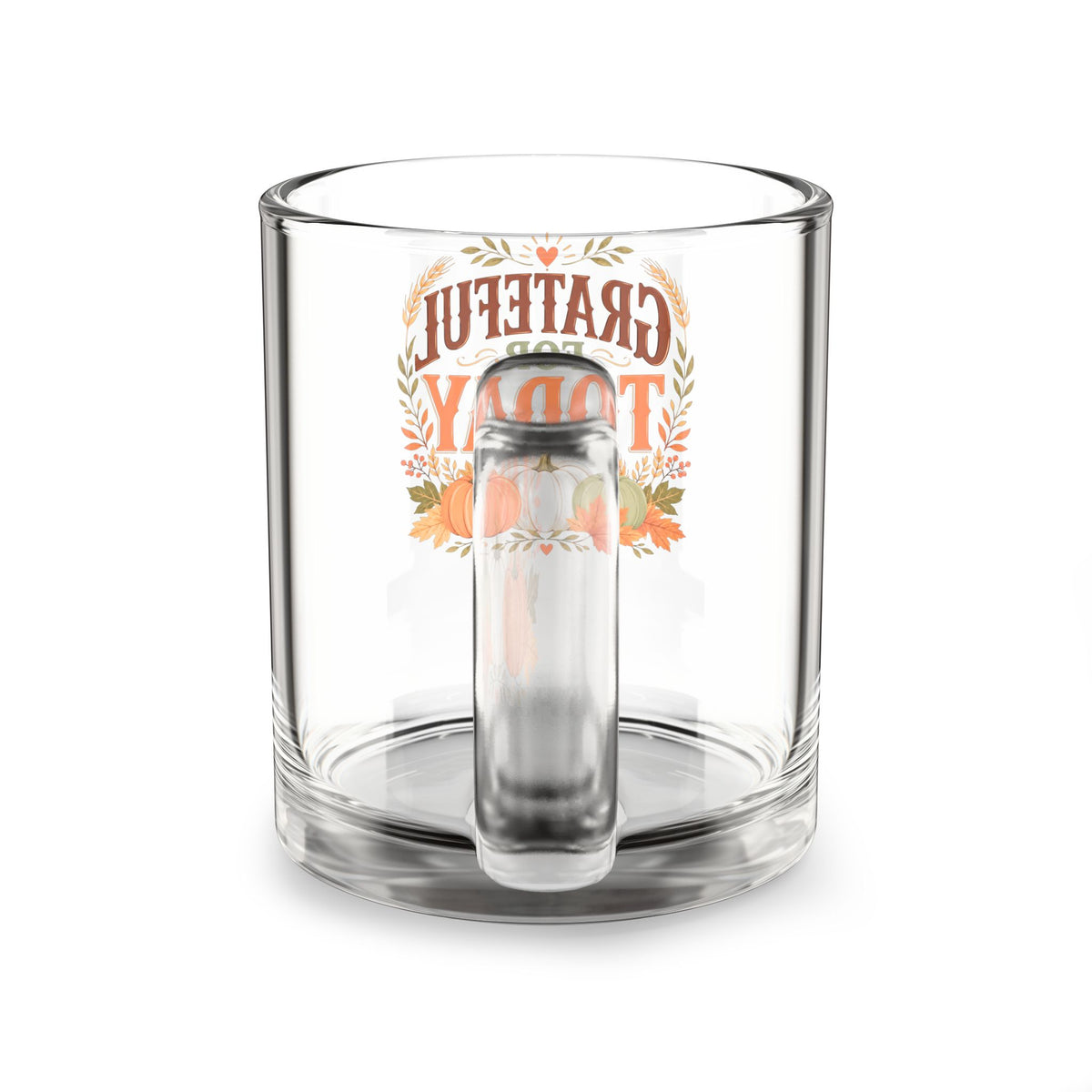 Glass Mug — "Grateful for Today" Thanksgiving Pumpkin Fall Coffee Mug
