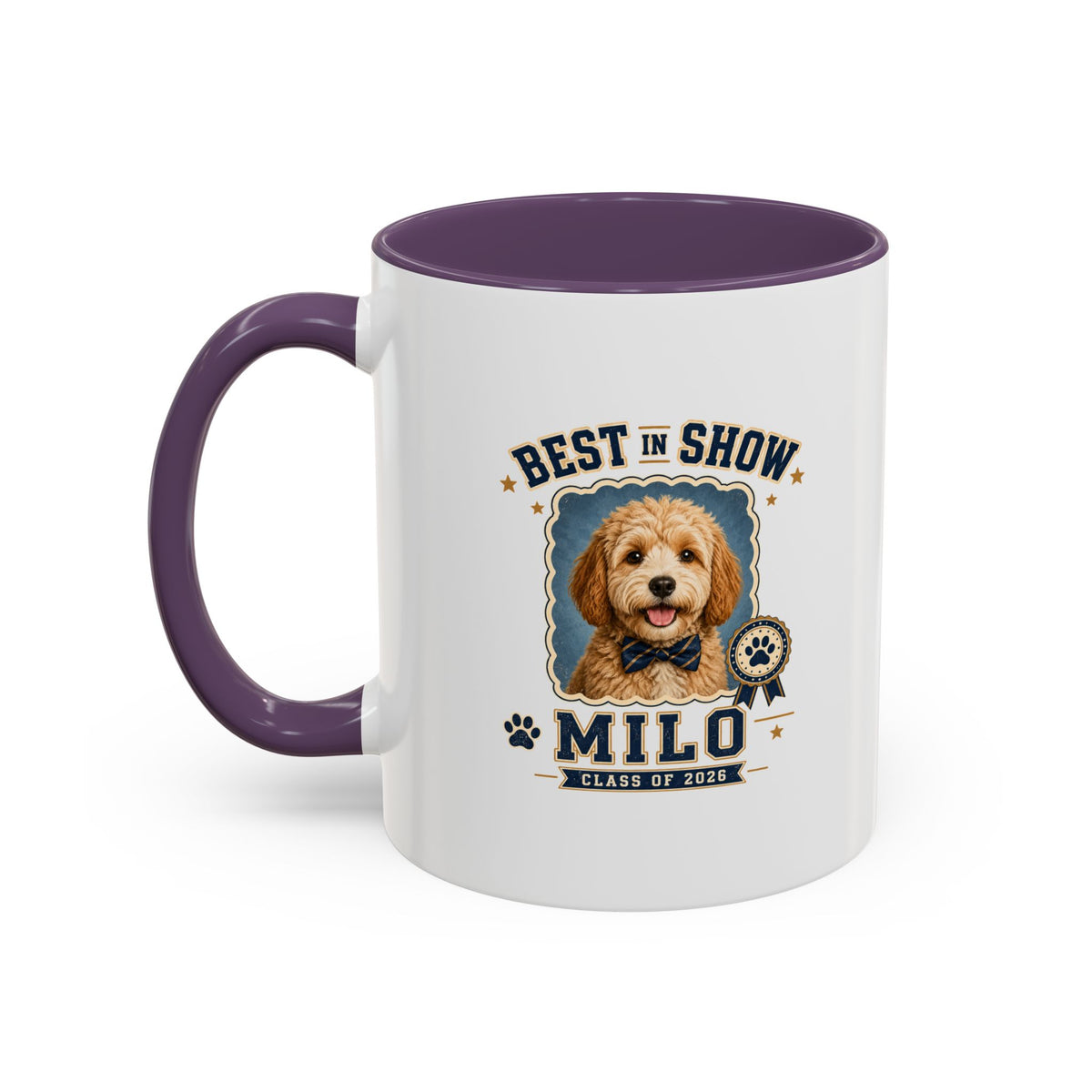 Milo Bailey Dog Dad Mom Best in Show Milo Personalized Dog Coffee Mug — Custom Pet Name Accent Mug