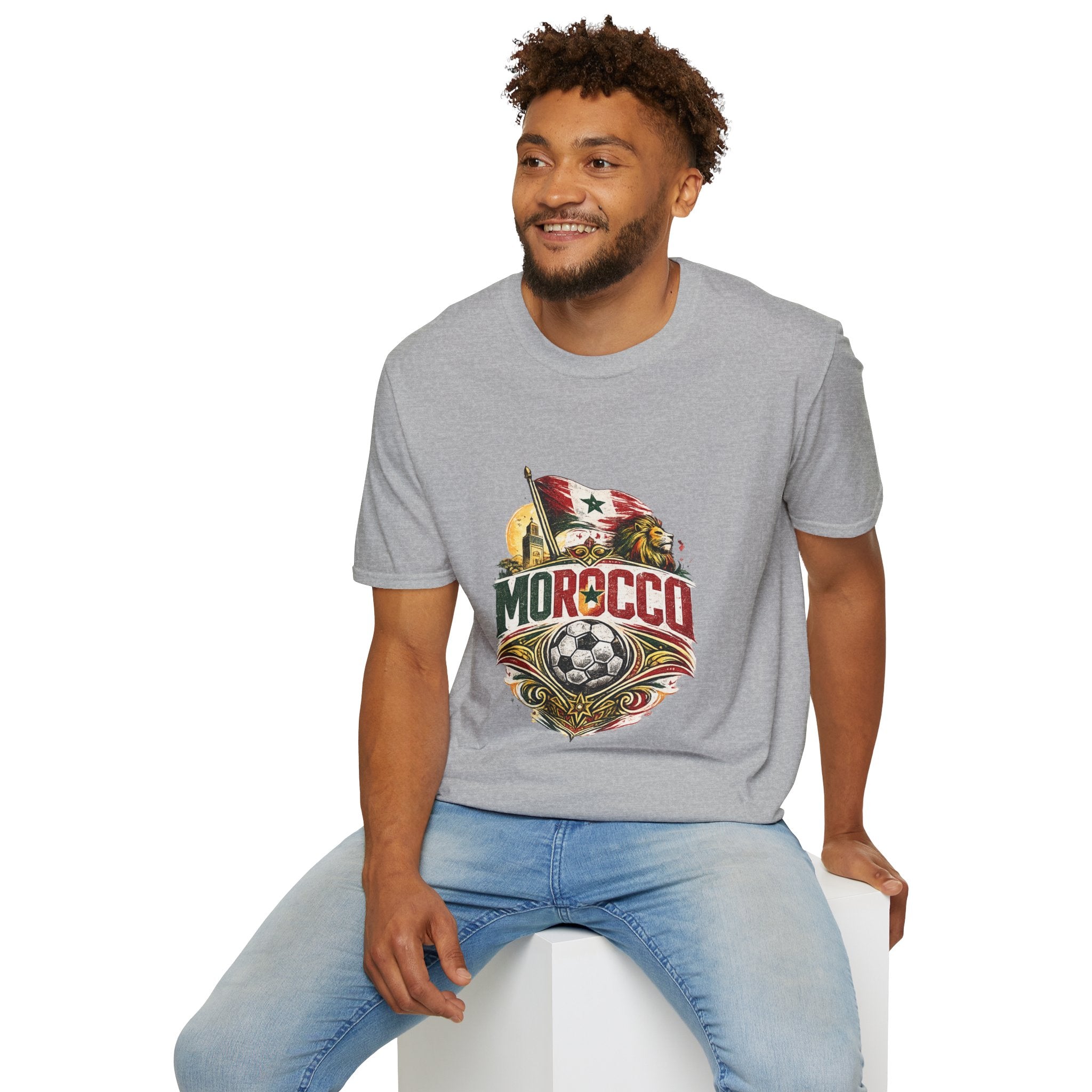 Morocco Soccer T-Shirt — Vintage Flag & Lion Football Tee