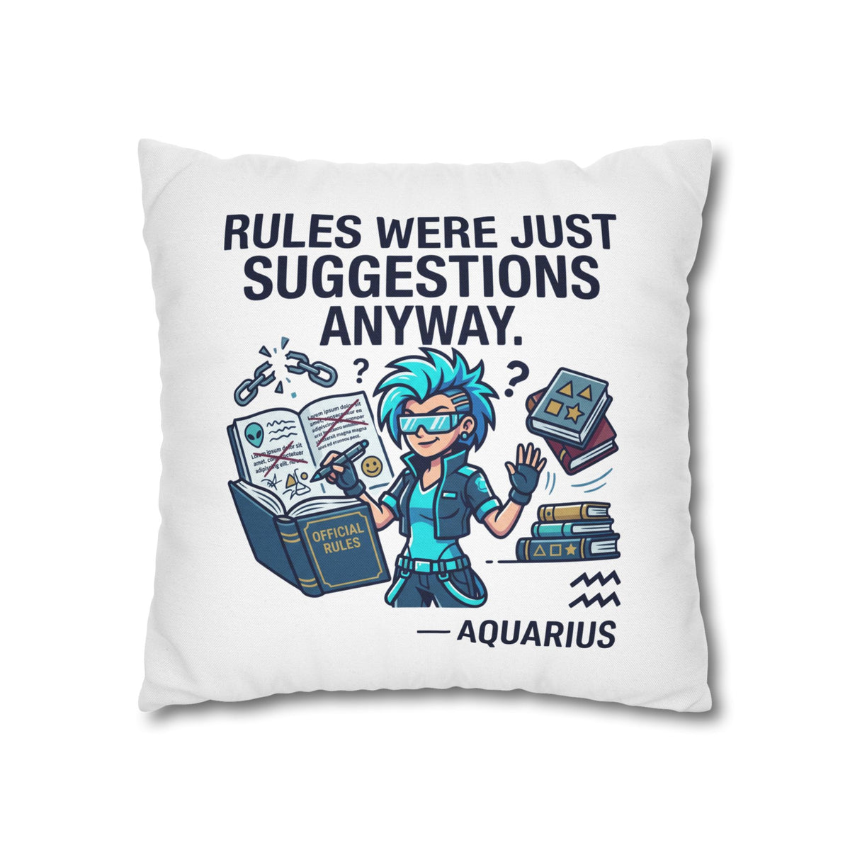 Aquarius Zodiac Spun Polyester Square Pillowcase