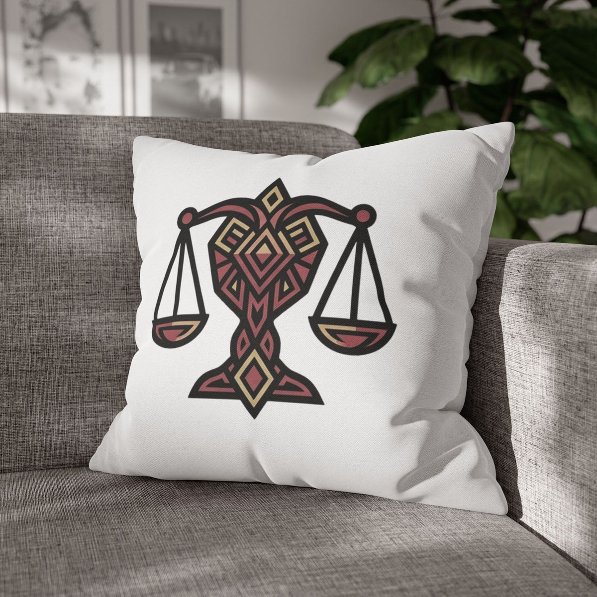 Libra Scales Decorative Pillowcase – Zodiac Balance Throw Pillow Cover